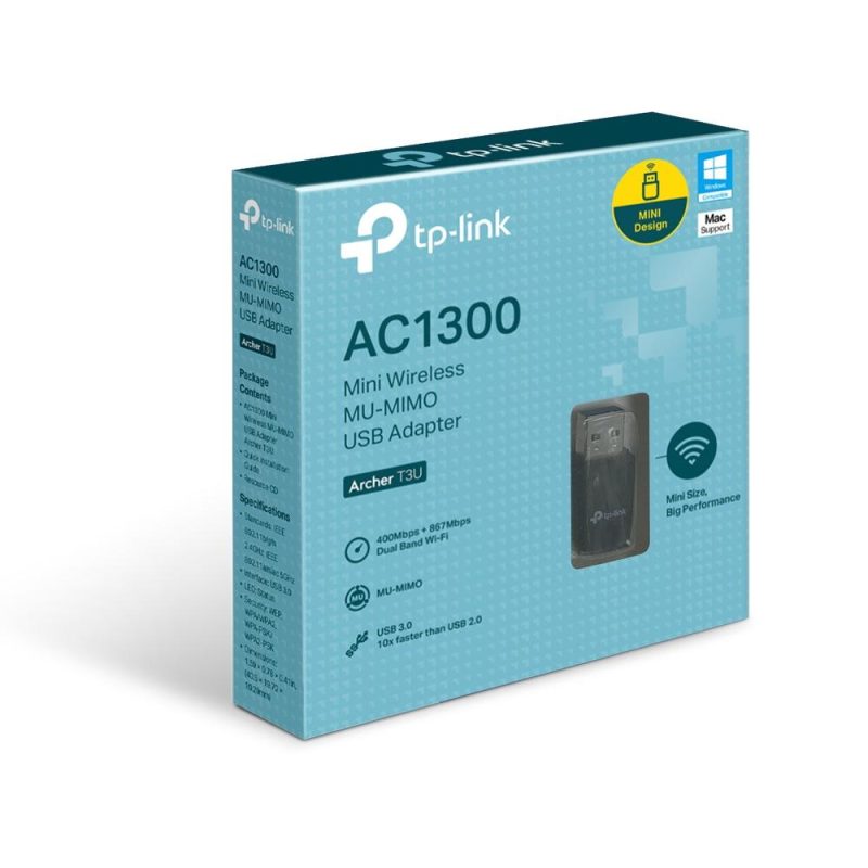 Безжичен адаптер TP-LINK Archer T3U, AC 1300 MU-MIMO, Dual band, USB 3.0, вградена антена - Image 3