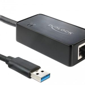 Адаптер DeLock 62121, USB 3.0  към Gigabit LAN 10/100/1000 Mbps