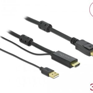 Кабел Delock HDMI мъжко - DisplayPort USB мъжко, 4K 30 Hz, 3 м, Черен - Image 2