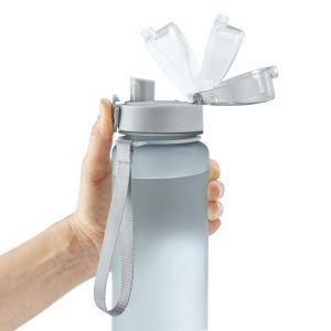 Бутилка за  течности Xavax To Go 1l ml,пластмаса, устойчива на течове, отваряне с натискане на бутон,пастелно синьо - Image 3