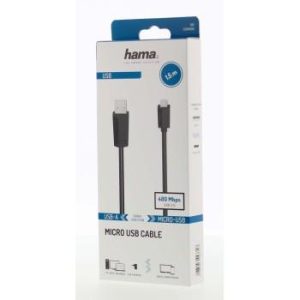 Кабел HAMA, USB 2.0 - micro USB, 1.5 м., Черен, екраниран - Image 2