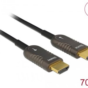 Оптичен кабел Delock, Активен, HDMI-A - HDMI-A мъжко, 4K, 60Hz, 70 m