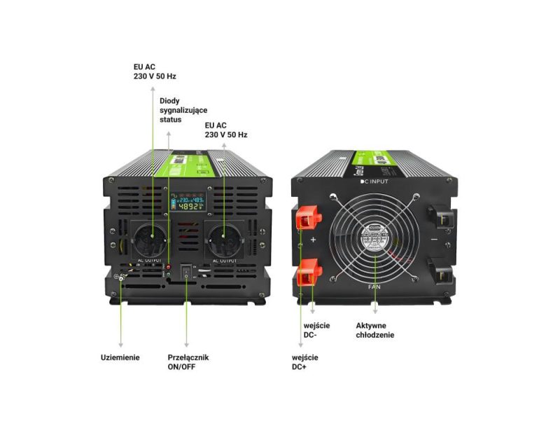 Инвертор GREEN CELL, 48/220V,  DC/AC, 5000W/10000W,INVGCP5000LCD  LCD чиста синусоида - Image 6
