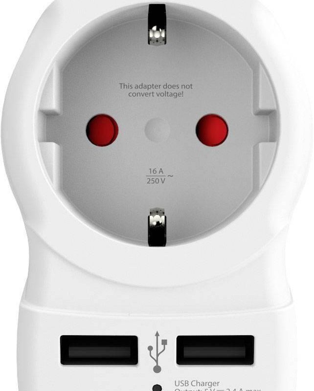 Адаптер SKROSS Europe to UK 1500280, USB, Бял
