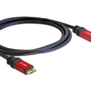 Кабел Delock  USB-A мъжко - USB Micro-B мъжко, 2 м, Premium, Екраниран, Черен
