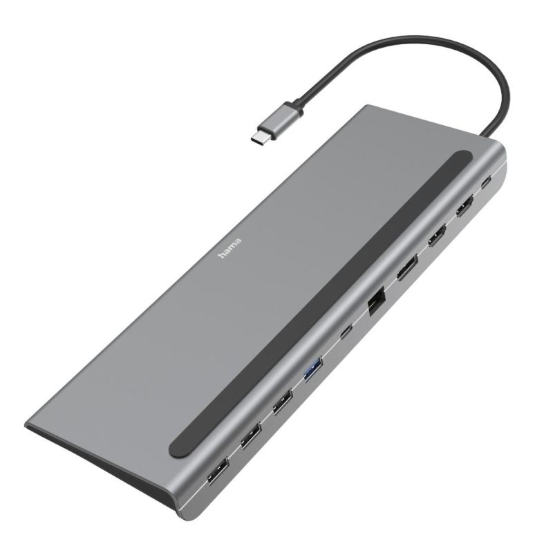 Докинг станция 10 в 1 HAMA Connect2Office Pro, USB-A, USB-C (PD), HDMI, DP, LAN/Ethernet, Сива - Image 8