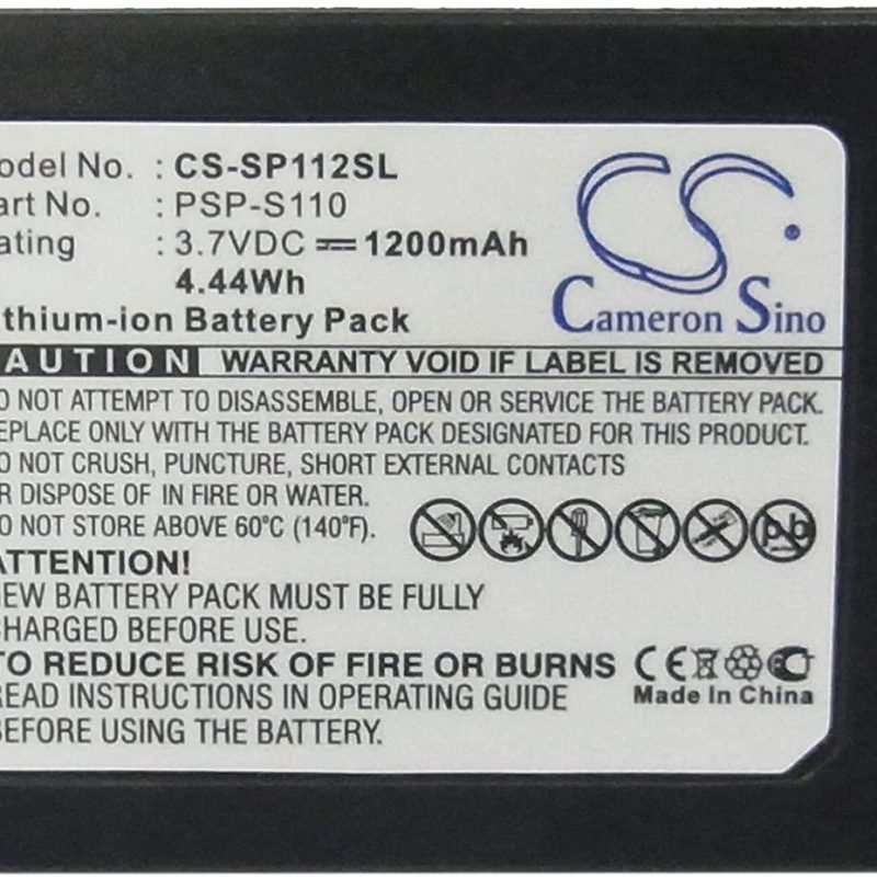 Батерия Cameron Sino, За плейстейшън Sony PSP-S110 PSP-2000, PSP-3000 CS-SP112SL, LiIon 3.7V, 1200mAh