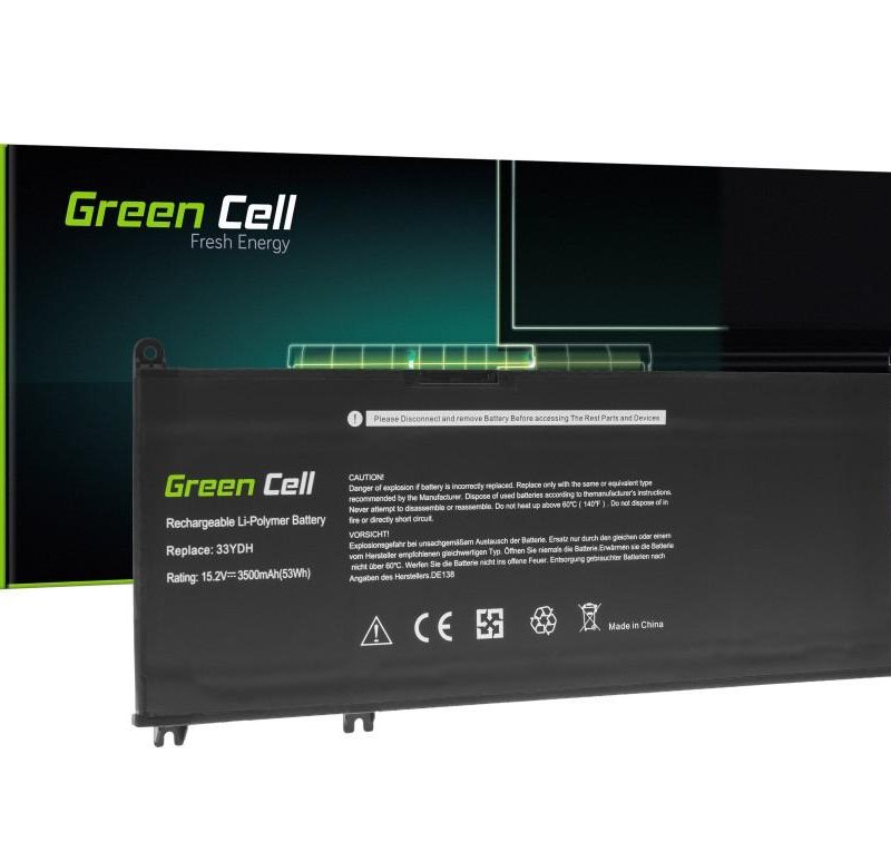 Батерия за лаптоп GREEN CELL, Dell 33YDH, Dell Inspiron G3 3579, 3779, G5 5587, G7 7588, 7577, 7773, 7778, 7779, 7786, Latitude 3380, 3480, 3490, 3590, 15.2V, 3400mAh