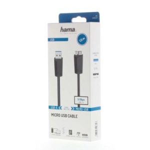 Кабел HAMA, USB 3.0 A мъжко - USB 3.0 Micro-B мъжко, 1.5 м, 5Gbit/s, Черен - Image 3