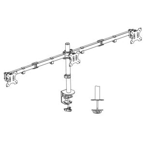 Стойка за 3 мониторa ACT AC8303, За бюро, Регулируема, 27", 21 кг, Черна - Image 4