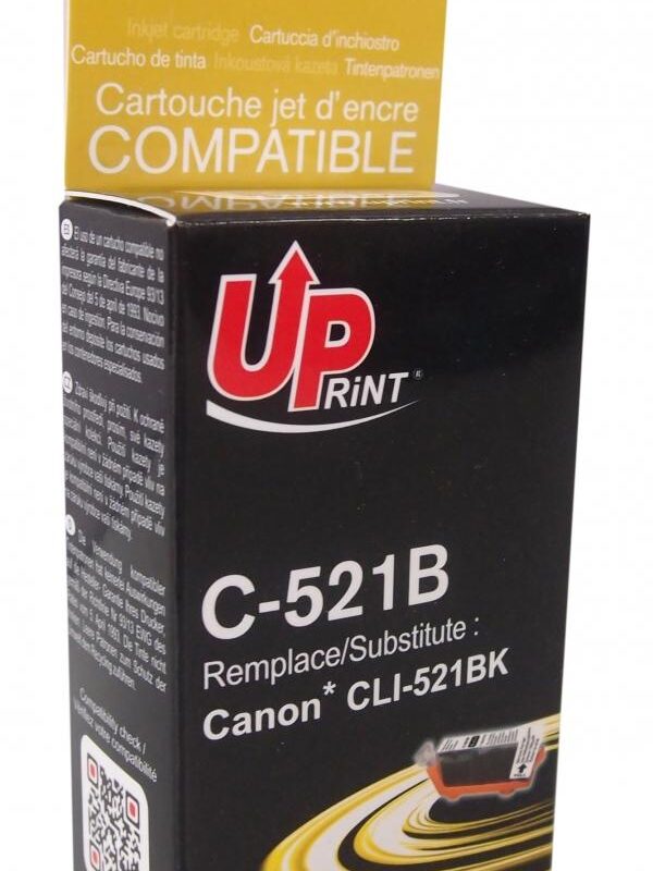 Мастилница UPRINT CLI521 CANON, С чип, Черна