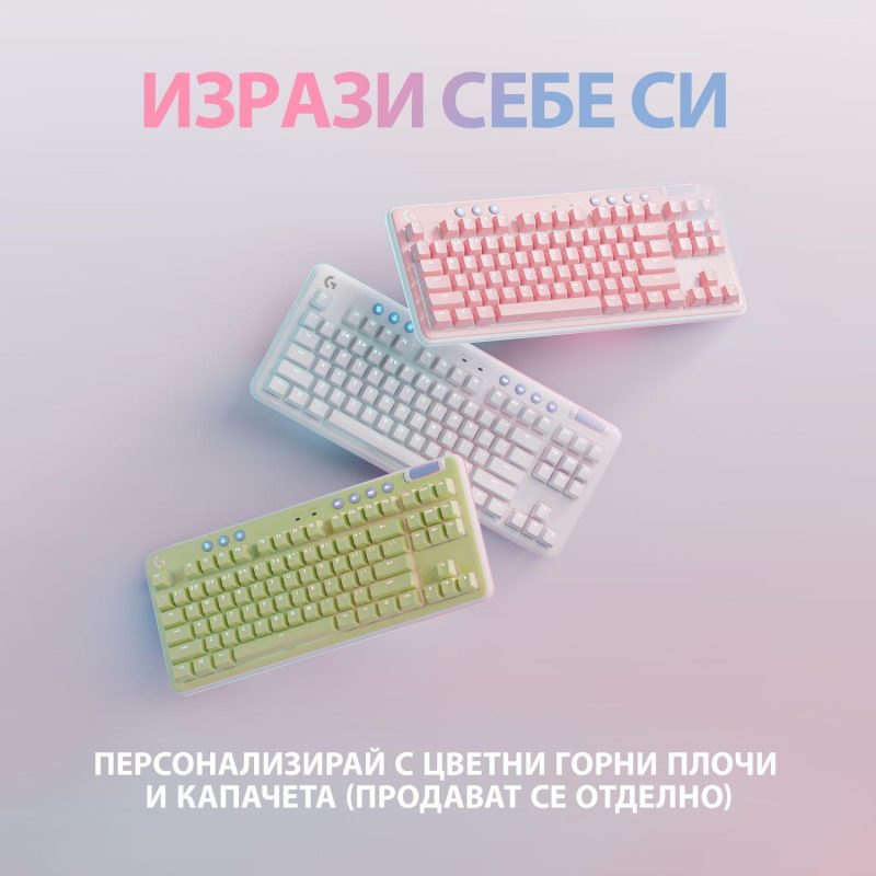 Безжична геймърска механична клавиатура Logitech G G715, TKL, Tactile, RGB LED, US Layout, бяла - Image 11