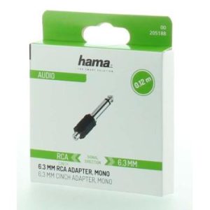Преходник  HAMA, 6.3 мм жак мъжко - Чинч женско, Черен - Image 2
