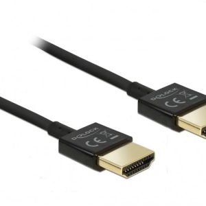 Кабел Delock HDMI-A мъжко - HDMI-A мъжко, Ethernet, 3D, 4K, 0.25 м, Черен