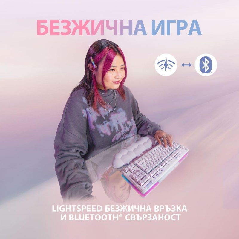 Безжична геймърска механична клавиатура Logitech G G715, TKL, Tactile, RGB LED, US Layout, бяла - Image 7