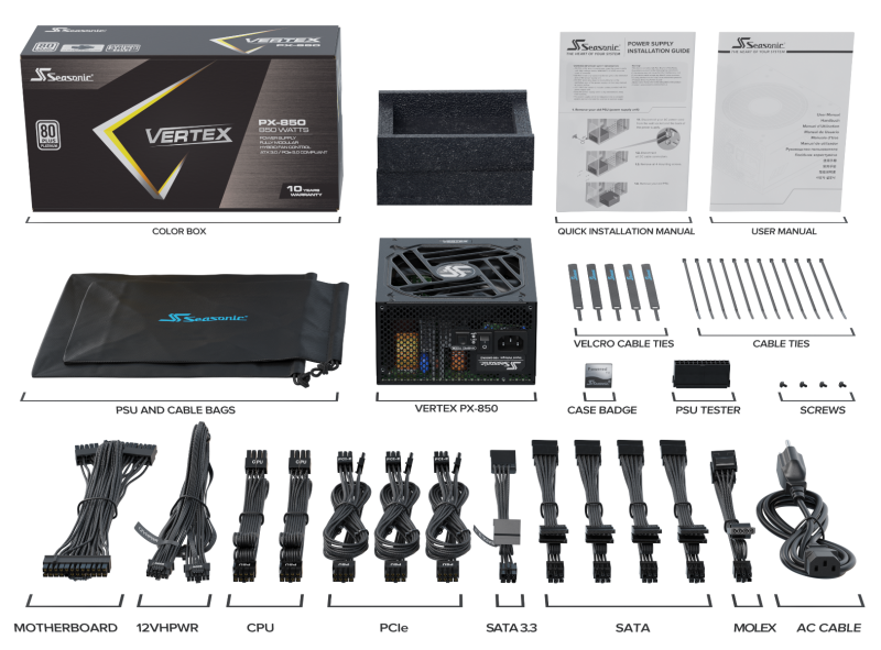 Захранващ блок Seasonic VERTEX PX-850, 850W, 80+ Platinum - Image 7