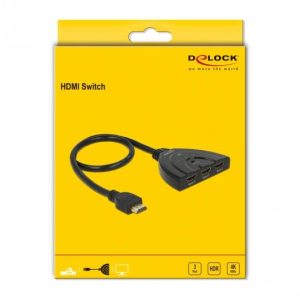 3 портов HDMI суич Delock 18600, 4K, 50 см. кабел, Черен - Image 4