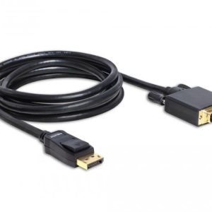 Кабел Delock DisplayPort мъжко - DVI мъжко, 2 м., Черен