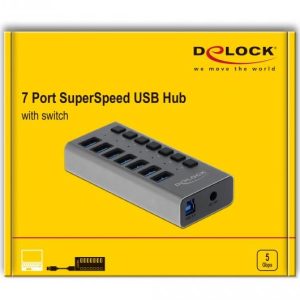 USB-А хъб, 7 порта, DELOCK-63669 - Image 4