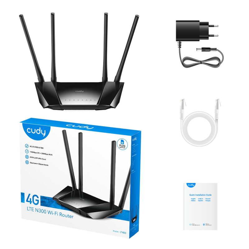 Безжичен рутер Cudy LT400, 4G LTE, 2.4GHz, 300 Mbps, 10/100 - Image 5