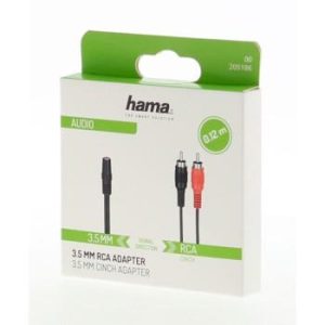 Аудио адаптер HAMA, 3.5 mm жак женско - 2 x Чинч мъжко, 0.12 м, Черен - Image 2