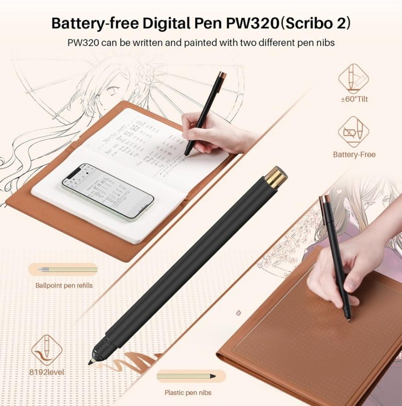 Цифрова писалка за таблет HUION Scribo PW320, За модели Huion Note X10 - Image 2