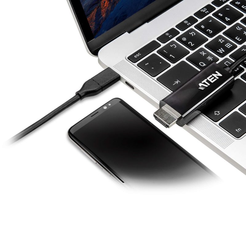 Конвертор ATEN UC3238, USB-C мъжко - HDMI женско, 4K, 2.7м, Черен - Image 3
