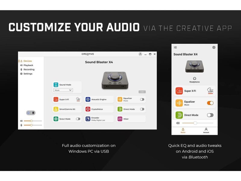 Външна звукова карта Creative Sound Blaster X4, USB-C, DAC, Super X-FI, TOSLINK - Image 4