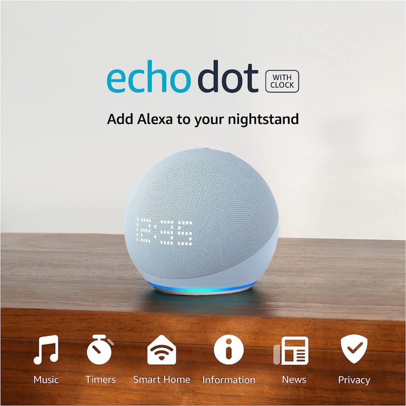 Преносима смарт тонколона Amazon Echo Dot 5 (5th Gen), Alexa, Часовник, Синя - Image 2