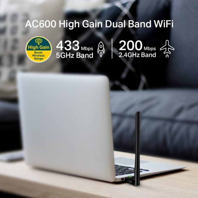 Безжичен адаптер TP-LINK Archer T2U PLUS, AC600, Dual band, USB, външна антена 5 dBi - Image 3