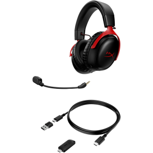 Геймърски слушалки HyperX, Cloud III, Безжични, Микрофон, Черно/Червено - Image 3