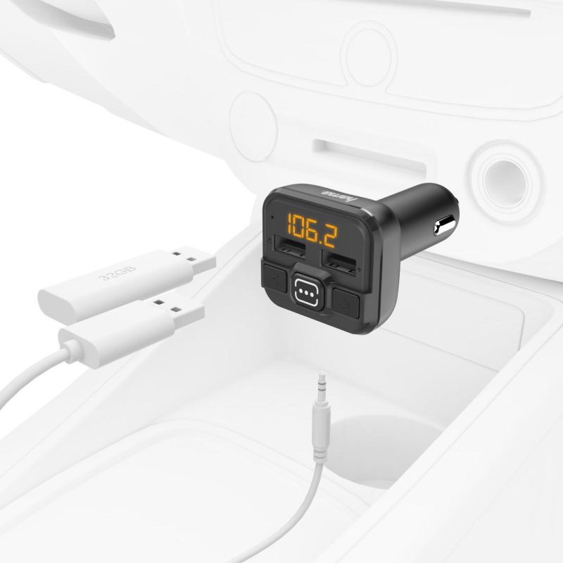 FM Трансмитер HAMA AUX-IN, USB-IN, MP3, Черен, 14163 - Image 2