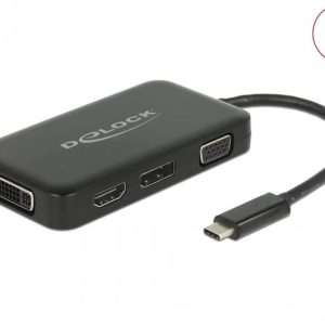 Адаптер 4 в 1 Delock 63929 USB-C мъжко - VGA / DVI / DP / HDMI женско, Черен - Image 2