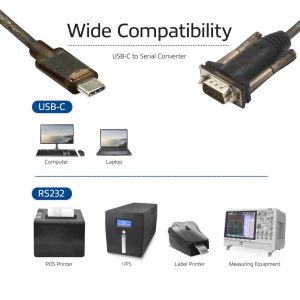 Конвертор ACT AC6002, USB-C мъжко - RS232 мъжко, 9 pin, 1.5 м, Черен - Image 4