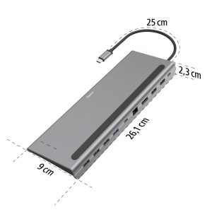 Докинг станция 10 в 1 HAMA Connect2Office Pro, USB-A, USB-C (PD), HDMI, DP, LAN/Ethernet, Сива - Image 9