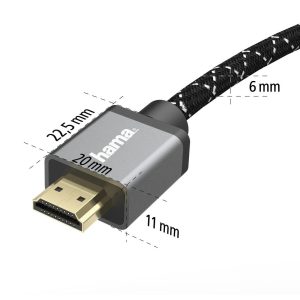 Кабел HAMA Ultra HD, HDMI мъжко - HDMI мъжко, 8K, 48GB/s,метал, 2 м, Позл. конектори, Черен - Image 4