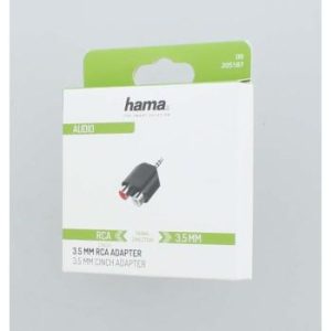 Преходник HAMA, 3.5 мм жак мъжко - 2 x Чинч женско, Черен - Image 2
