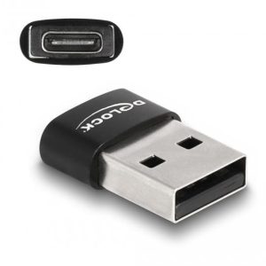 Адаптер Delock, USB 2.0, USB Type-A мъжко - USB Type-C женско, Черен - Image 2