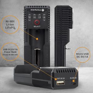 Зарядно устройство за LiIon/NiMh батерии 3,7v/1.2v универсално 1 гнездо USB micro UC-100 EverActive - Image 5