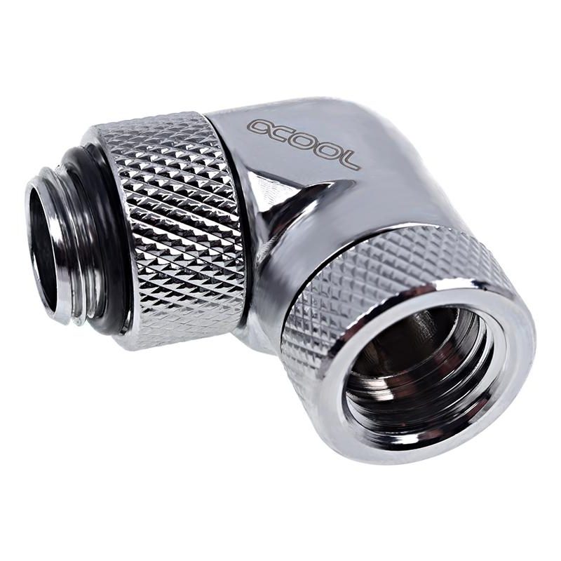 Ъглов адаптер Alphacool Eiszapfen, 90°, G1/4 външна към G1/4 вътрешна резба, Сребрист