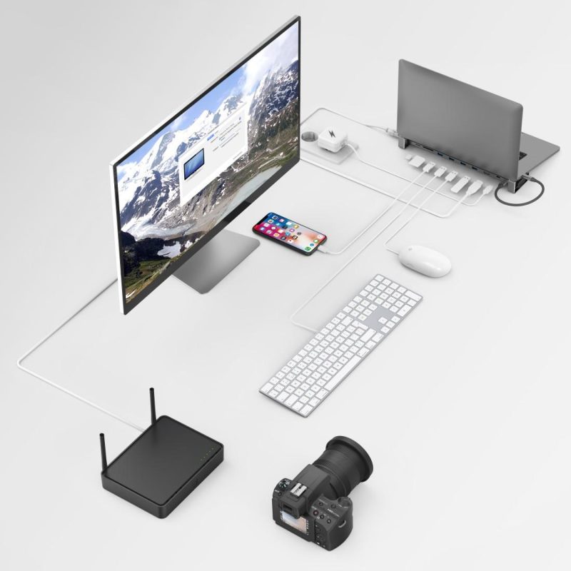 Докинг станция 9 в 1 HAMA, 4 x USB-A, USB-C, HDMI, LAN, SD, microSD, Сива - Image 4