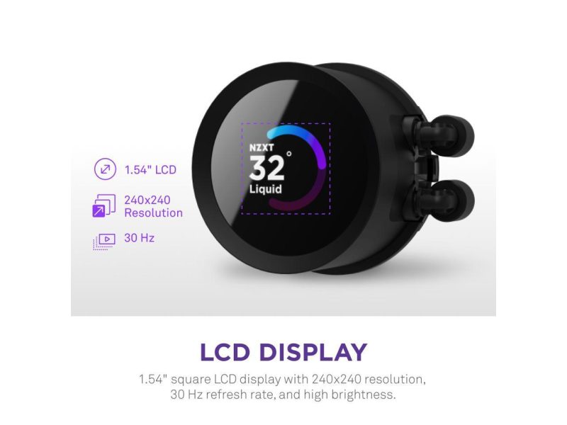 Охладител за процесор NZXT Kraken 360 Black, 1.54 "LCD Display - Image 3