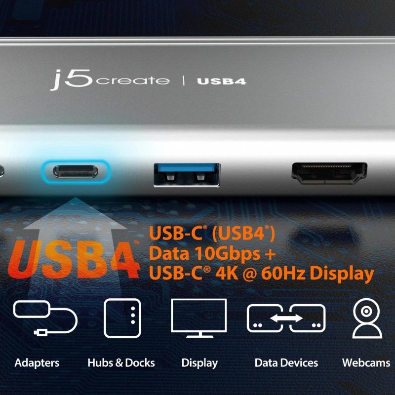 5-портов хъб j5create JCD401 USB4 Dual 4K Multi-port USB-C, 4K HDMI - Image 5