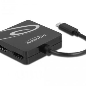 Адаптер 4 в 1 Delock 63129 USB-C мъжко - VGA / DVI / DP / HDMI женско, Черен