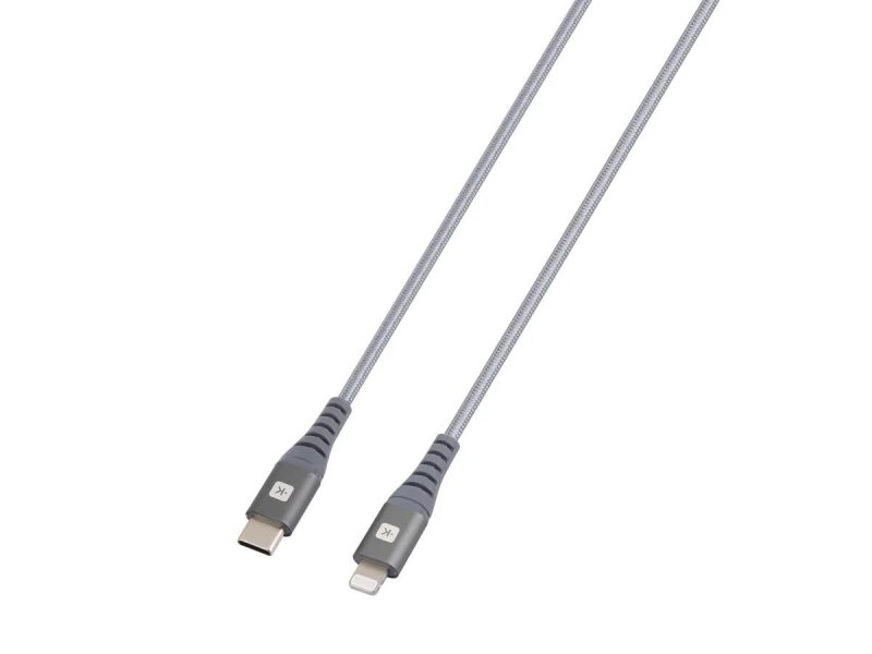 Кабел Skross, USB-C - Lightning, Метална оплетка, 1.20 м, Сив - Image 2