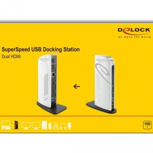 Докинг станция Delock, За MacBook, HDMI Full-HD, USB 3.2, LAN, Audio, Черен/Бял - Image 7