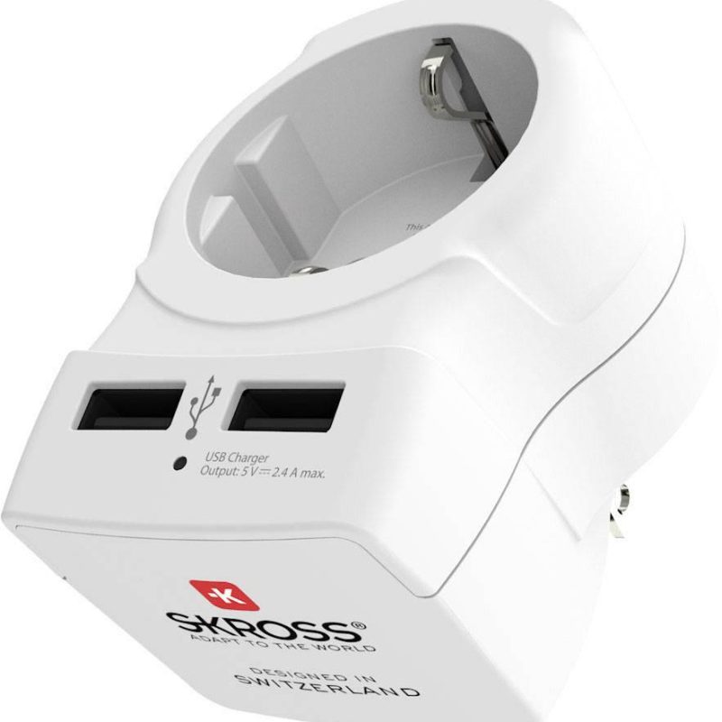 Адаптер SKROSS Europe към USA, USB, Бял