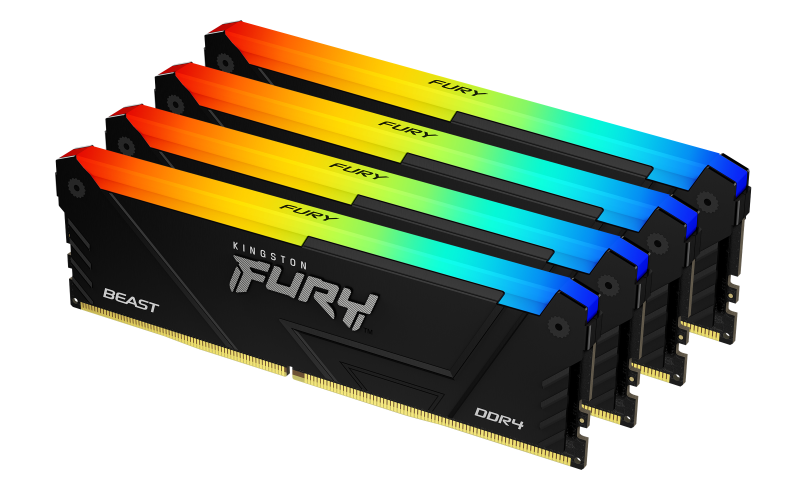 Памет Kingston FURY Beast Black RGB 64GB(4x16GB) DDR4 3200MHz CL16 - Image 2