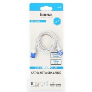 Мрежов кабел HAMA Flexi-Slim, U/UTP CAT 6a, 10 Gbit/s, RJ-45 - RJ45, 1.50 m, Бял - Image 2