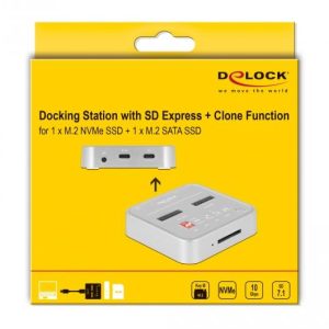 Докинг станция Delock 1 x M.2 NVMe SSD, 1 x M.2 SATA SSD, SD Express Card Reader, Клониране - Image 6